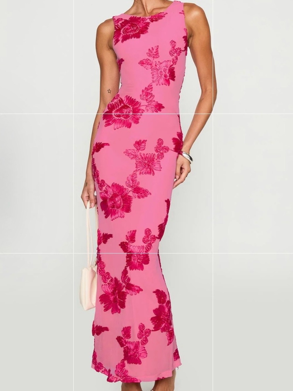 Pink Floral Embroidered Maxi NWT